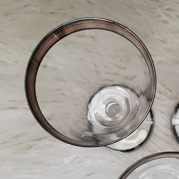 Hawkes Crystal Goblet Wine Glass Sterling Band Rimmed Signed Art Deco Set of 2 - Picture 6 of 12